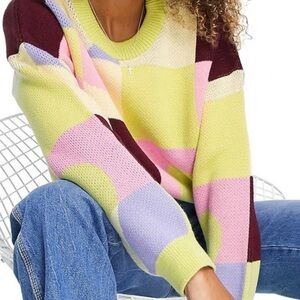 Topshop Multicolor Colorblock Heart Sweater Knit Top